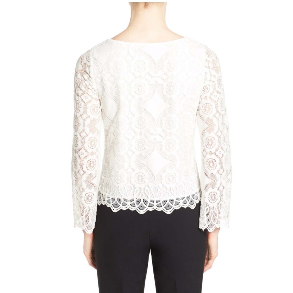 Vince Camuto Lace Bell Sleeve Blouse Lg 12-14 EUC - Picture 6 of 9